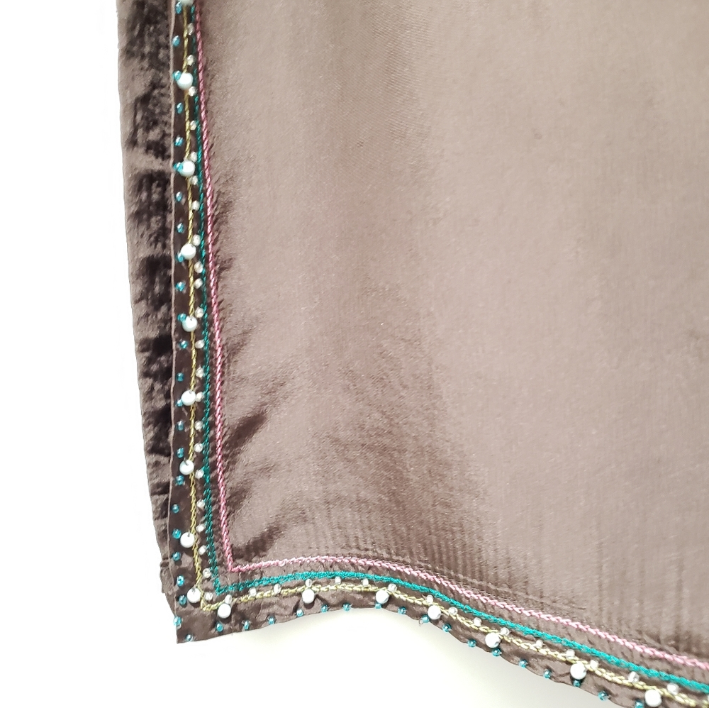 COLDWATER CREEK Brown Silk Dress w/Beaded Trim - Picture 9 of 14